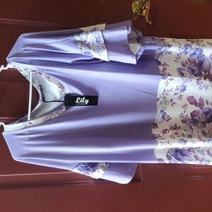 Lily by Firmiana oversized lavender and floral tunic XL